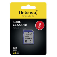 Intenso SD Karte Class 10 - 8 GB - SDHC - Klasse 10 - 25 MB/s - Schockresistent - Temperaturbest&auml;ndig - R&ouml;ntgensicher - Schwarz