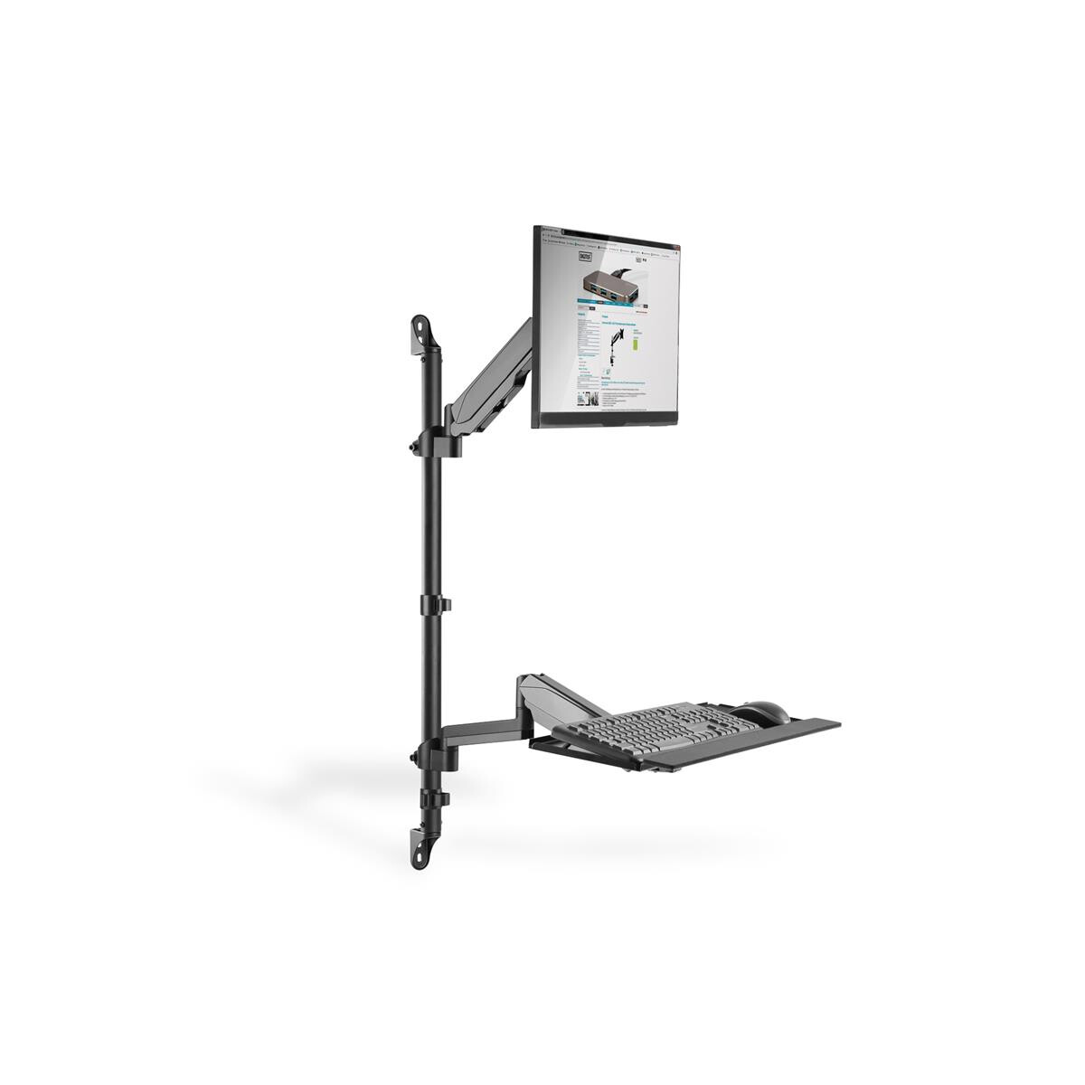 DIGITUS Flexibler Steh-/ Sitz-Arbeitsplatz zur Wandmontage, Single Monitor
