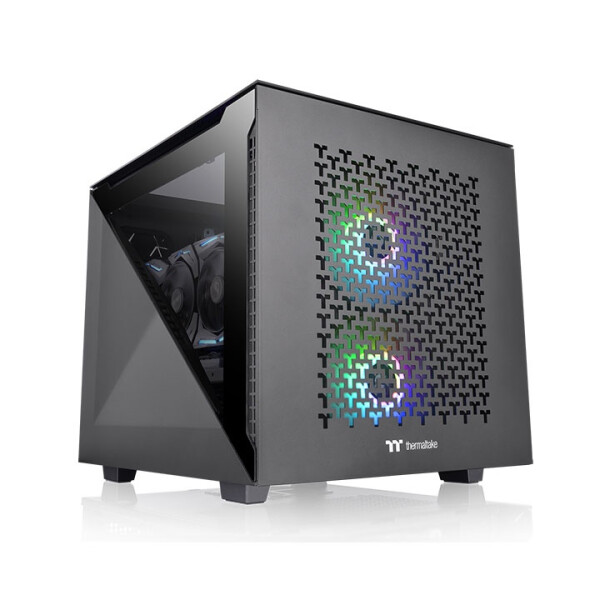 Thermaltake Divider 200 TG Air Micro - Micro Tower - PC - Schwarz - SPCC - Gehärtetes Glas - Gaming - Blau - Grün - Rot