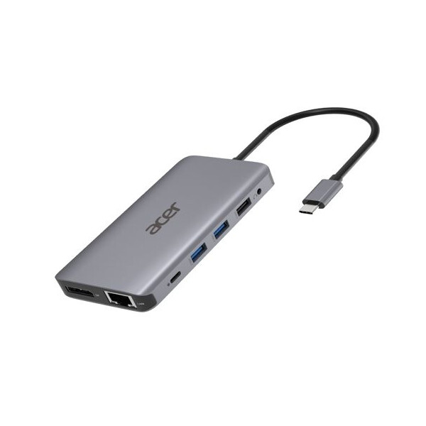 Acer HP.DSCAB.009 - Kabelgebunden - USB 3.2 Gen 1 (3.1 Gen 1) Type-C - 3,5 mm - 10,100,1000 Mbit/s - Silber - MicroSD (TransFlash) - SD