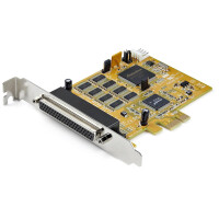 StarTech.com 8 Port PCI Express Karte - PCIe RS232 Erweiterungskarte - 16C1050 UART - Multiport DB9 Controller / serial adapter card - 15 kV ESD-Schutz - Windows &amp; Linux - PCIe - Seriell - RS-232 - Gelb - 0,5 m - 160013 h