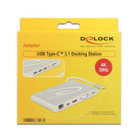 Delock 87298 - USB 3.2 Gen 1 (3.1 Gen 1) Type-C - 3.5mm - HDMI - Mini DisplayPort - RJ-45 - USB 3.2 Gen 1 (3.1 Gen 1) Type-A - VGA - MMC - MicroSD (TransFlash) - SD - SDHC - SDXC - 1000 Mbit/s - 2560 x 1440 Pixel - Silber