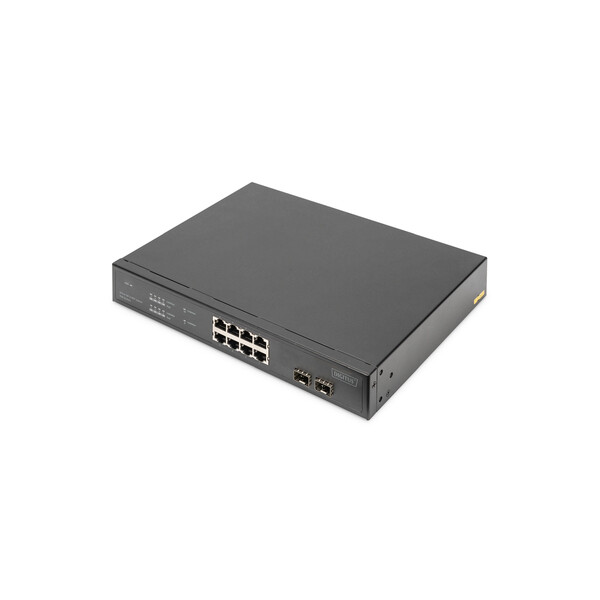 DIGITUS 8- Port Gigabit PoE Switch, 19 Zoll, Unmanaged, 2 Uplinks