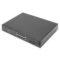 DIGITUS 8- Port Gigabit PoE Switch, 19 Zoll, Unmanaged, 2...