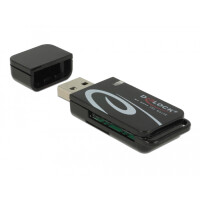 Delock 91602 - MMC - MMC Mobile - MMC+ - MMCmicro - MicroSD (TransFlash) - MicroSDHC - MicroSDXC - MiniSD - RS-MMC - SD,... - Schwarz - 480 Mbit/s - Android 10.0+ - Chrome OS 86.0+ - Linux Kernel 3.2+ - Mac OS 10.15.7+ - Windows 8.1/10 - USB 2.0 - 22 mm