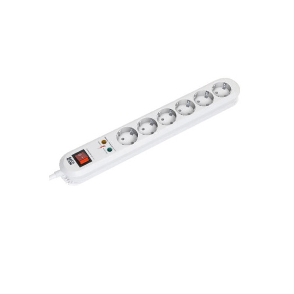 Bachmann Surge protector - 1.5m - 6 AC-Ausgänge - 250 V - 3600 W - Weiß - 1,5 m - 520 g