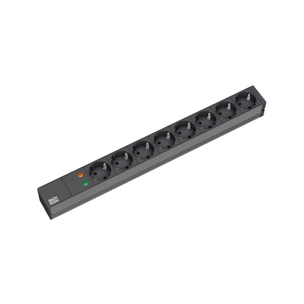 Bachmann 19 2m 8x Schuko H05VV-F 3G 1.50mm² - 2 m - Aluminium - Schwarz - 8 AC-Ausgänge - Schwarz
