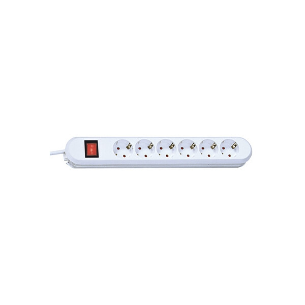 Bachmann SMART 6x Schuko H05VV-F 3G 1.50mm² 16A/3680W 5m - 5 m - Kunststoff - Weiß - 6 AC-Ausgänge - 3680 W - 16 A
