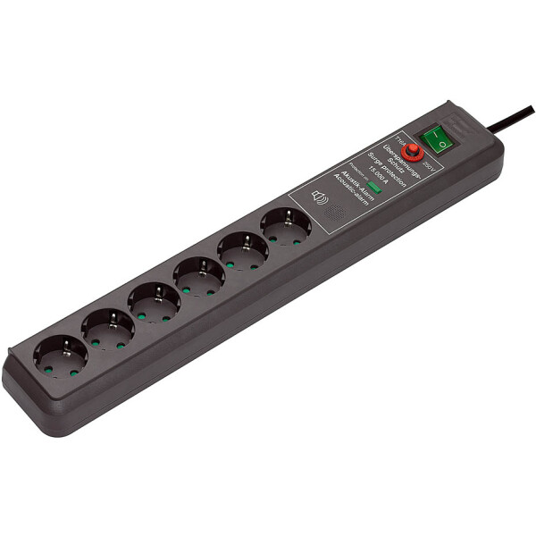 Brennenstuhl Secure-Tec Surge Protection 15.000 A - 6 AC-Ausgänge - 3500 W - Schwarz - 3 m
