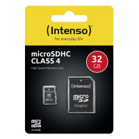 Intenso microSD Karte Class 4 - 32 GB - MicroSDHC - Klasse 4 - 20 MB/s - 5 MB/s - Schockresistent - Temperaturbest&auml;ndig - R&ouml;ntgensicher