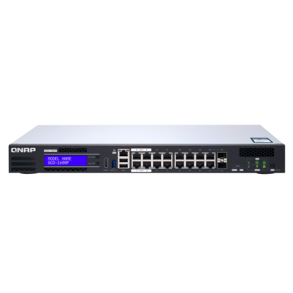 QNAP QGD-1600P - Managed - Gigabit Ethernet (10/100/1000) - Vollduplex - Power over Ethernet (PoE) - Rack-Einbau - 1U