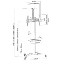 Techly ICA-TR216T - 94 cm (37 Zoll) - 177,8 cm (70 Zoll) - 200 x 200 mm - 600 x 400 mm - -15 - 15° - Schwarz