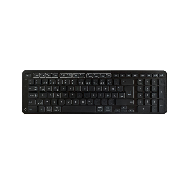 Contour Design Balance Keyboard BK - Drahtlose Tastatur-DE Version - Volle Größe (100%) - RF kabellos + USB - QWERTZ - Schwarz