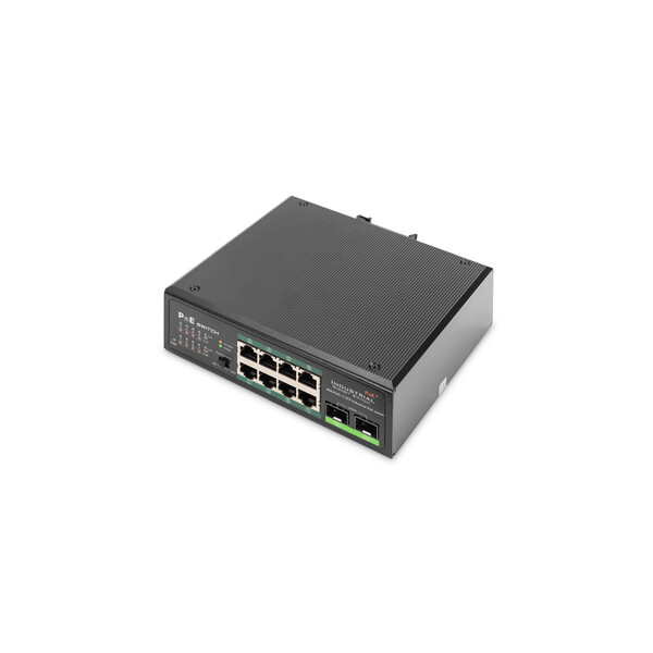 DIGITUS Industrial 8-Port Gigabit PoE Switch, Unmanaged, 2 Uplinks