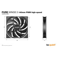 Be Quiet! L&uuml;fter 140*140*25 Pure Wings 3 PWM high-speed