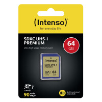 Intenso SD Karte UHS-I Premium - 64 GB - SDXC - Klasse 10 - UHS-I - 90 MB/s - Class 1 (U1)