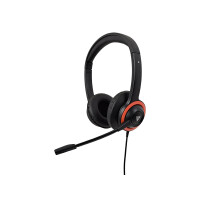V7 Safesound Headset für die Schule mit Mikrofon - Lautstärkenbegrenzung - antimikrobiell - 2 m Kabel - 3,5 mm - Notebook - Computer - PC – schwarz - rot - Kopfhörer - Kopfband - Büro/Callcenter - Schwarz - 2 m - China