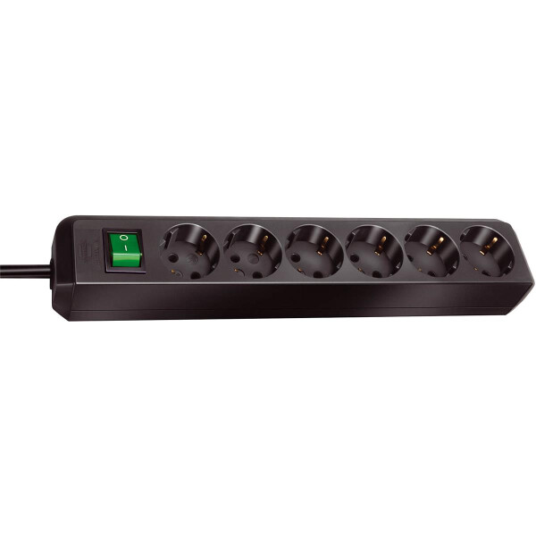 Brennenstuhl Eco-Line 6-w 3m - 3 m - 6 AC-Ausgänge - Schwarz - 340 mm - Schwarz