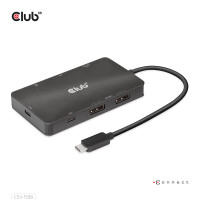 Club 3D USB Gen2 Type-C to Dual DisplayPort 4k60Hz 7-in-1 HUB - USB 3.2 Gen 2 (3.1 Gen 2) Type-C - 100 W - 1.4/2.2 - 10,100,1000 Mbit/s - Schwarz - 4K Ultra HD