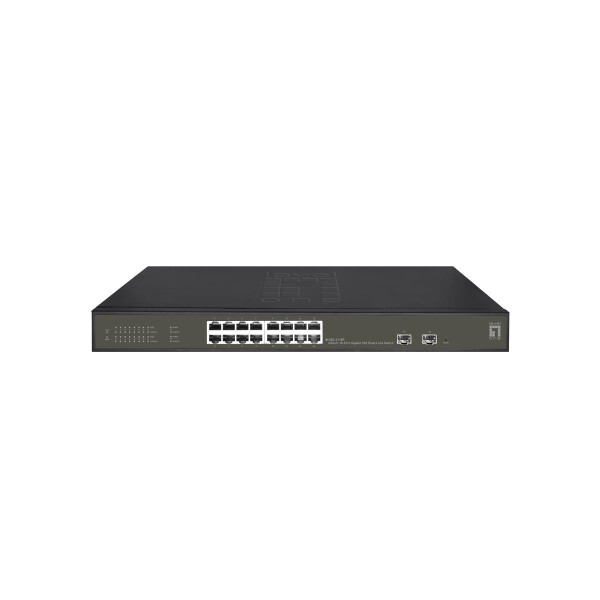 LevelOne Hilbert 18-Port Gigabit PoE Smart Lite Switch - 16 PoE Ausgänge - 2 x Gigabit SFP - 802.3at/af PoE - 230W PoE-Leistungsbudget - Managed - L2 - Gigabit Ethernet (10/100/1000) - Vollduplex - Power over Ethernet (PoE) - Rack-Einbau