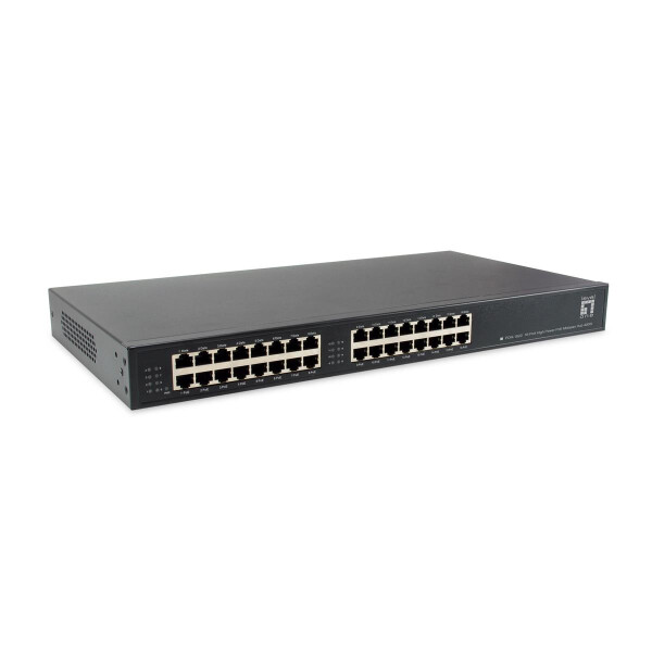 LevelOne POH-1620 16-Port High Power PoE Midspan Hub ,400W - Schnelles Ethernet - Gigabit Ethernet - 10,100,1000 Mbit/s - IEEE 802.3 - IEEE 802.3ab - IEEE 802.3af - IEEE 802.3u - Schwarz - 1U - Link - PoE - Leistung