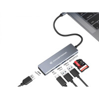 Conceptronic DONN23G 6-in-1 USB 3.2 Gen 1 Dockingstation - USB 3.0 x 2 - 100W USB PD - 4K 60Hz HDMI - SD - TF/MicroSD - Kabelgebunden - USB 3.2 Gen 1 (3.1 Gen 1) Type-C - 100 W - Grau - MicroSD (TransFlash) - SD - SDHC - SDXC - 4K Ultra HD