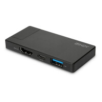 Lindy DST-Micro - Kabelgebunden - USB 3.2 Gen 1 (3.1 Gen 1) Type-C - 60 W - Schwarz - 3840 x 2160 Pixel - Aluminium