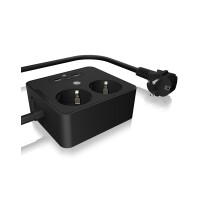 ICY BOX IB-MPS2220B-CH Doppelsteckdose mit USB Ladegeraet fuer Tisch oder Wandmontage