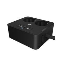 ICY BOX IB-MPS2220B-CH Doppelsteckdose mit USB Ladegeraet fuer Tisch oder Wandmontage