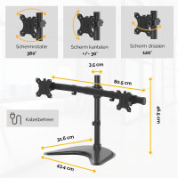 Fellowes 8043701 - Freistehend - 8 kg - 68,6 cm (27&quot;) - 100 x 100 mm - H&ouml;henverstellung - Schwarz