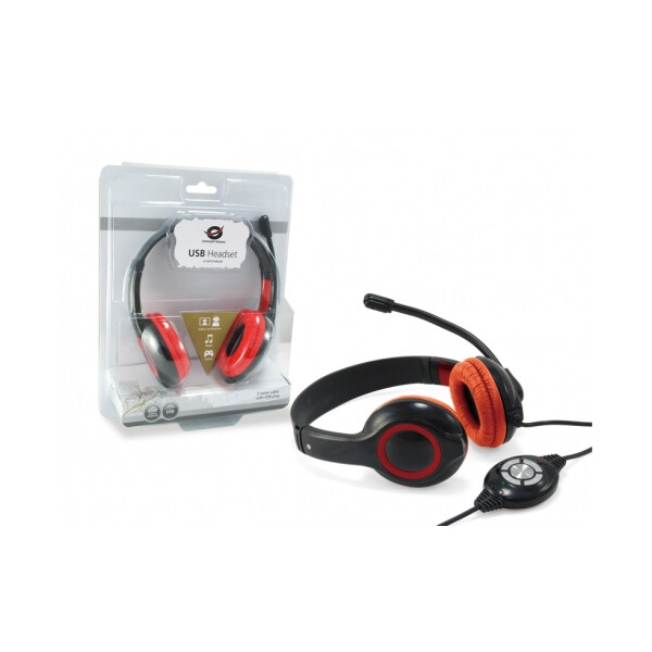 Conceptronic CCHATSTARU2R - Kopfhörer - Kopfband - Anrufe & Musik - Rot - Binaural - Digital