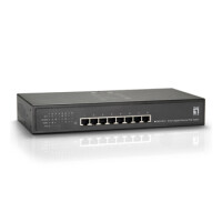 LevelOne 8-Port-Gigabit Ethernet-PoE-Switch - 61.6W - 802.3at PoE+ - 4 PoE-Ausgängen - Unmanaged - Gigabit Ethernet (10/100/1000) - Vollduplex - Power over Ethernet (PoE) - Rack-Einbau