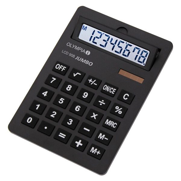 Olympia LCD 908 Jumbo - Desktop - Display-Rechner - 8 Ziffern - Display klappbar - Batterie/Solar - Schwarz