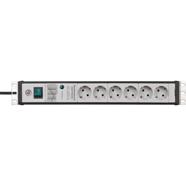 Brennenstuhl Premium-Line 19" Steckdosenleiste 6-fach mitÜberspannungsschutz 60.000 A 3m Kabel