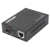 Intellinet Gigabit PoE+ Medienkonverter - 1000Base-T RJ45-Port auf SFP-Port - PoE+ Injektor - 1000 Mbit/s - 1000Base-T - IEEE 802.3 - IEEE 802.3ab - IEEE 802.3af - IEEE 802.3at - IEEE 802.3u - Gigabit Ethernet - 10,100,1000 Mbit/s - Voll - Halb