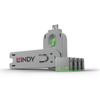Lindy USB Port Schloss 4 Stueck mit Schlüssel Code GRÜN - Kabel
