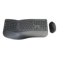 Conceptronic ORAZIO ERGO Kabelloses Set aus ergonomischer Tastatur und vertikaler Maus - deutsch - Volle Gr&ouml;&szlig;e (100%) - RF Wireless - QWERTZ - Schwarz - Maus enthalten