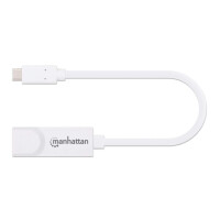 Manhattan USB-C auf Gigabit-Ethernet-Netzwerkadapter - USB 3.1 Gen 1 auf 10/100/1000 Mbit/s Gigabit Ethernet - Kabelgebunden - USB Typ-C - Ethernet - 100 Mbit/s - Weiß