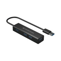 Conceptronic 4-Port-USB 3.0-Hub und OTG-Adapter für USB-C - USB 3.2 Gen 1 (3.1 Gen 1) Type-A - USB 3.2 Gen 1 (3.1 Gen 1) Type-A - 5000 Mbit/s - Schwarz - China - USB