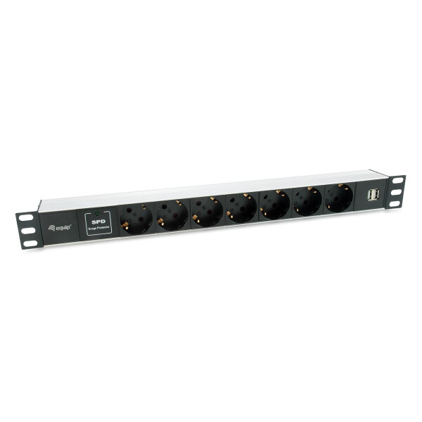 Equip 333315 - Standard - 1U - Horizontal - Aluminium - Schwarz - Silber - 7 AC-Ausgänge