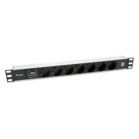 Equip 333315 - Standard - 1U - Horizontal - Aluminium - Schwarz - Silber - 7 AC-Ausgänge