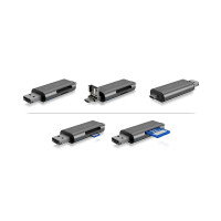 ICY BOX IB-CR200-C - MMC,MicroSD (TransFlash),MicroSDHC,MicroSDXC,SD,SDHC,SDXC - Anthrazit - 480 Mbit/s - Aluminium - Kunststoff - USB 2.0 - USB