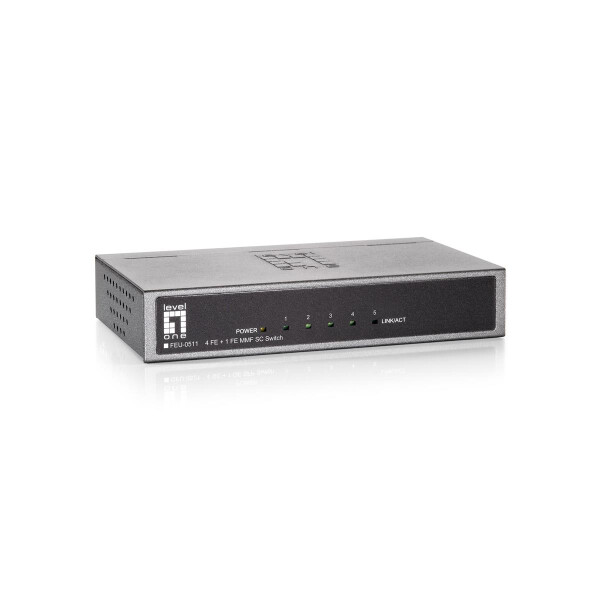 LevelOne 5-Port-Fast Ethernet-Switch - 1 Port SC Multi-Mode Fiber - 2km - Fast Ethernet (10/100) - Vollduplex