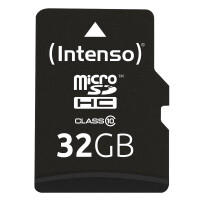 Intenso 32GB MicroSDHC - 32 GB - MicroSDHC - Klasse 10 - 25 MB/s - Schockresistent - Temperaturbest&auml;ndig - Wasserfest - R&ouml;ntgensicher - Schwarz