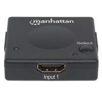 Manhattan 1080p 2-Port HDMI-Switch - Automatisches und manuelles Umschalten - schwarz - HDMI - 1.3b - Kunststoff - Schwarz - 5 m - 480i - 480p - 576i - 576p - 720p - 1080i - 1080p