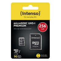 Intenso microSD Karte UHS-I Premium - 256 GB - MicroSD - Klasse 10 - UHS-I - 90 MB/s - Class 1 (U1)