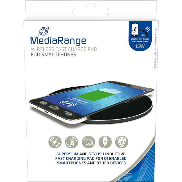 MEDIARANGE induktive Schnellladest. f. Smartphones 15W schw