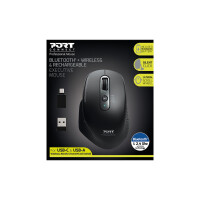 PORT Designs 900716 - rechts - Optisch - RF Wireless + Bluetooth - 3200 DPI - Schwarz