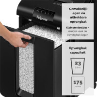 Fellowes AutoMax 100M - Partikelschnitt-Zerkleinerung - 22 cm - 4 x 10 mm - 23 l - 175 Blätter - 4 Rad/Räder