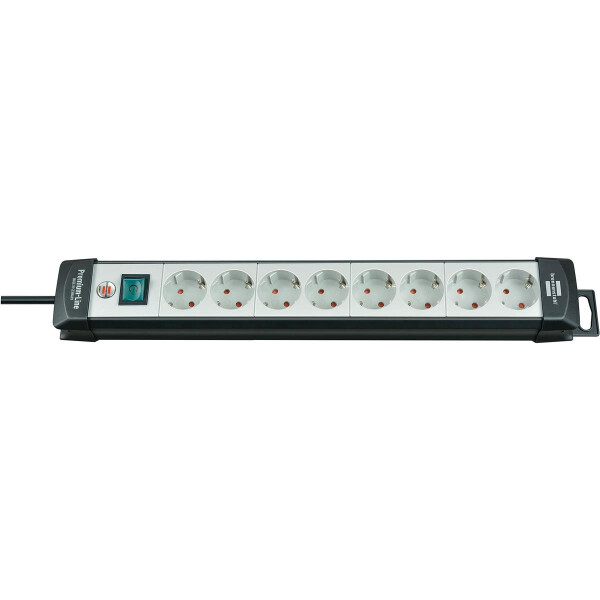 Brennenstuhl 1951580100 - 3 m - 8 AC-Ausgänge - Kunststoff - Schwarz - Grau - 490 mm - Schwarz
